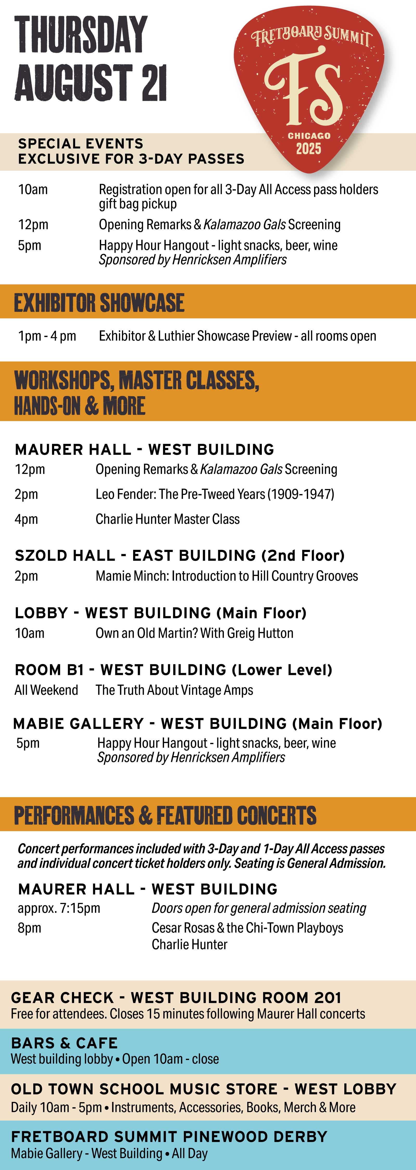 Line Up Schedule Thurs 1
