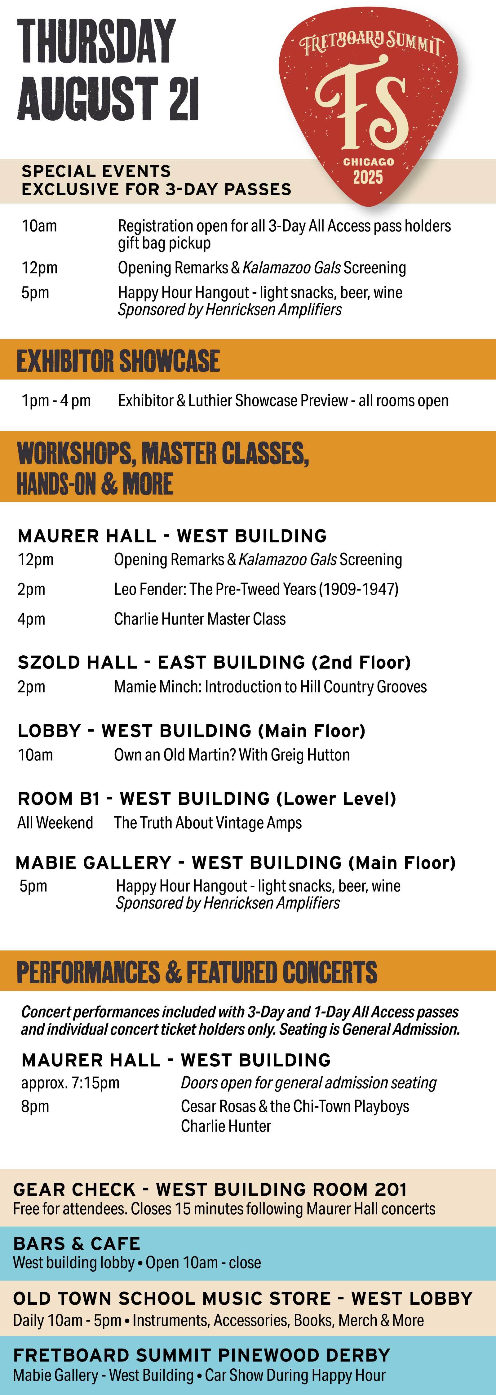 Line Up Schedule Thurs 1